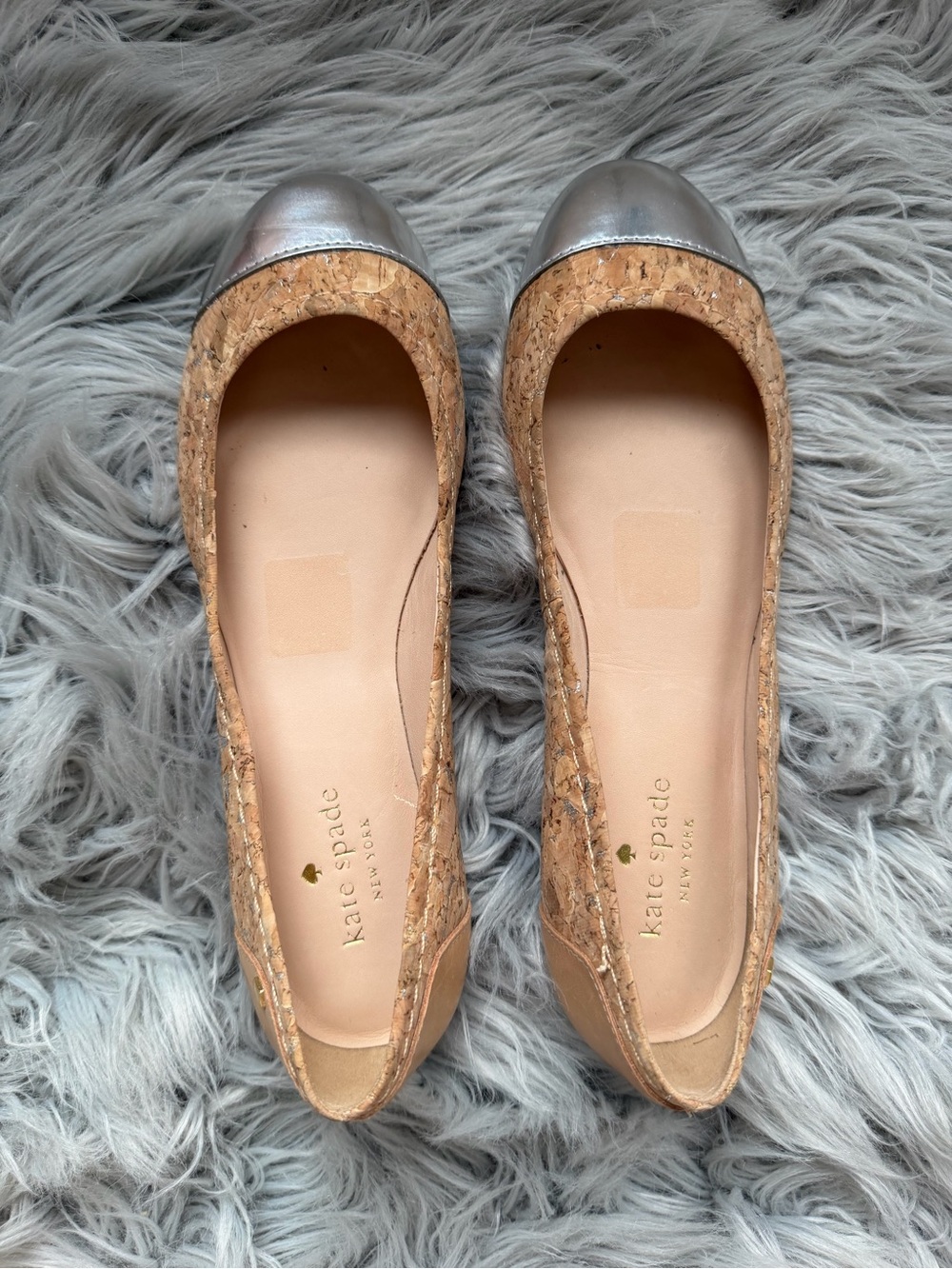 Kate Spade Cork Flats with Silver Toe - Size 7